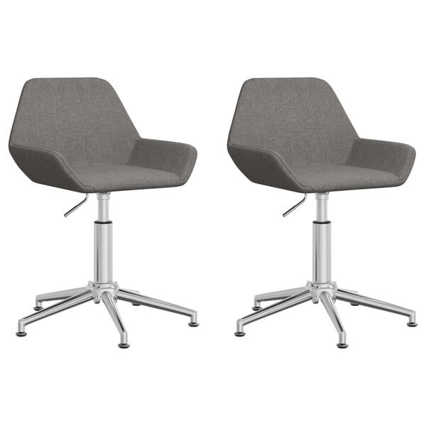 vidaXL Cadeiras de jantar girat&oacute;rias 2 pcs tecido cinzento-escuro