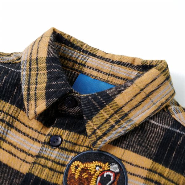 Camisa de xadrez para crian&ccedil;a amarelo e preto 128