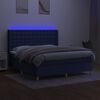 vidaXL Cama box spring c/ colch&atilde;o e LED 180x200 cm tecido azul