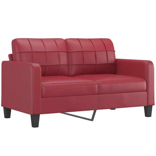 vidaXL Sof&aacute; 2 lugares +almofadas 140cm couro artificial vermelho tinto