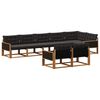 vidaXL Conjunto de Sof&aacute;s para Exterior 8 pcs Natural e Preto
