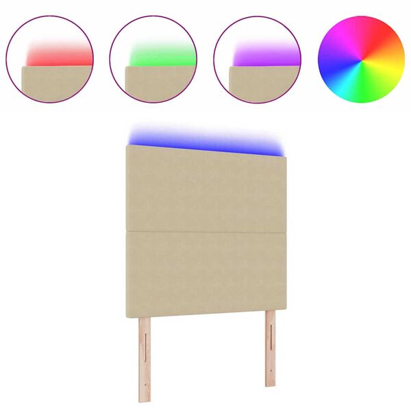 vidaXL Cabeceira LED com luzes de tira LED Cinza verde 90 cm tecido