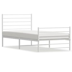 vidaXL Estrutura de cama com cabeceira e p&eacute;s 100x190 cm metal branco