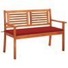 vidaXL Banco de jardim 2 lugares c/ almofad&atilde;o 120 cm eucalipto maci&ccedil;o