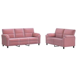 vidaXL Conjunto de Sof&aacute;s 2 pcs Rosa Veludo
