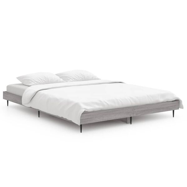 vidaXL Estrutura de cama 135x190 cm derivados de madeira cinza sonoma
