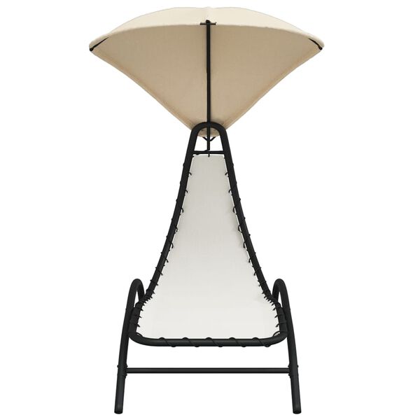 vidaXL Espreguiçadeira com toldo 167x80x195 cm tecido e aço cor creme