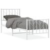 vidaXL Estrutura de cama com cabeceira e p&eacute;s 75x190 cm metal branco