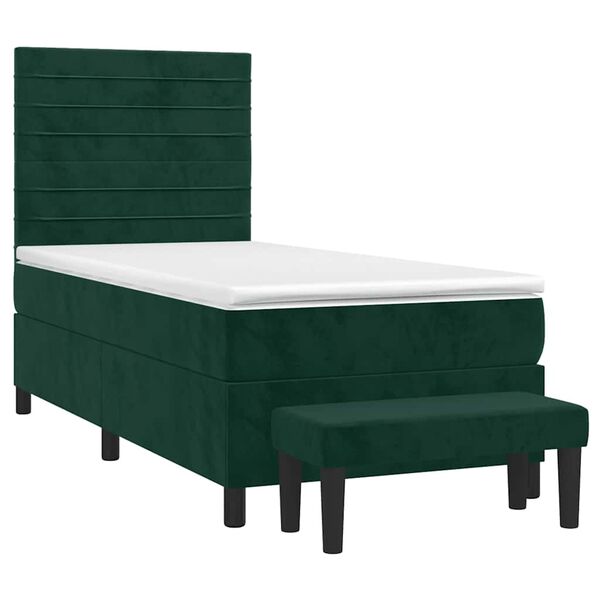 vidaXL Cama com molas/colch&atilde;o 80x200 cm veludo verde-escuro