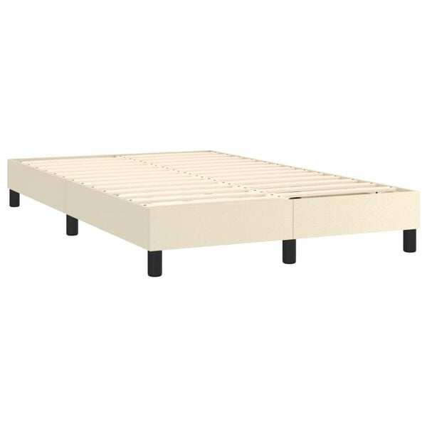 vidaXL Cama com molas/colch&atilde;o 120x200 cm couro artificial cor creme