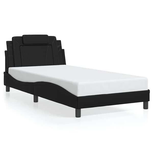 vidaXL Estrutura de cama Viana sem colch&atilde;o 100x203cm couro artificial preto