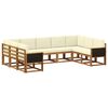vidaXL Conjunto de Sof&aacute;s para Exterior 9 unid. Natural e Creme