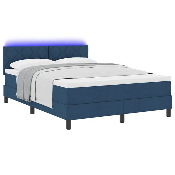 vidaXL Cama Box com colch&atilde;o com cabeceira Azul 140 x 200 cm tecido