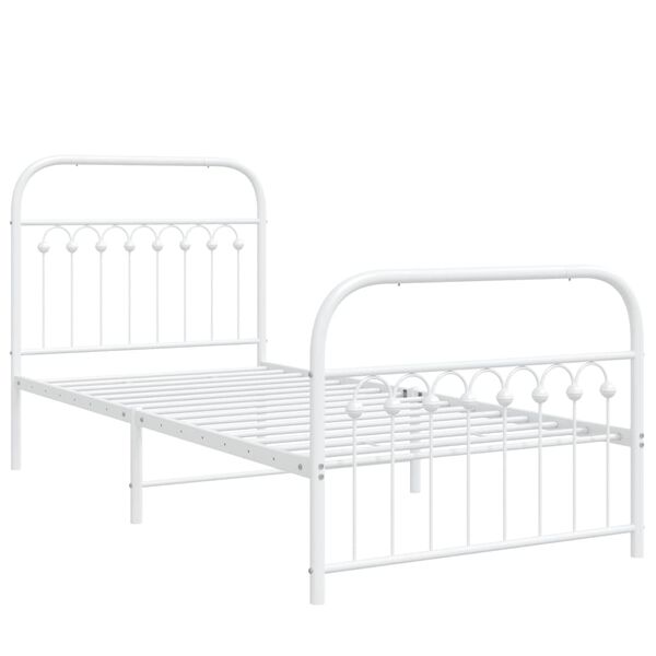 vidaXL Estrutura de cama com cabeceira e p&eacute;s 90x200 cm metal branco