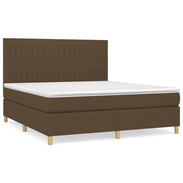 vidaXL Cama com molas/colch&atilde;o 180x200 cm tecido castanho-escuro