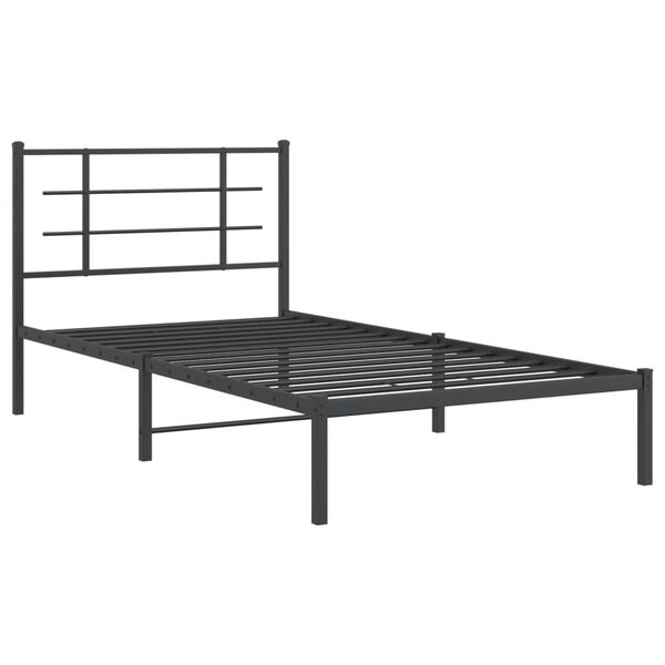 vidaXL Estrutura de cama com cabeceira 100x200 cm metal preto