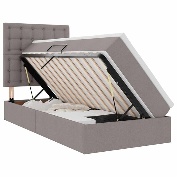 vidaXL Cama com arruma&ccedil;&atilde;o e colch&atilde;o Cinzento-acastanhado 100 x 200 cm