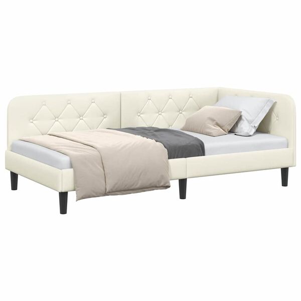 vidaXL Estrutura de Cama de Canto Creme 100 x 200 cm Veludo