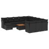 vidaXL 13 pcs conjunto de sof&aacute;s de jardim com almofad&otilde;es vime PE preto