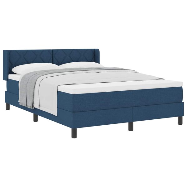 vidaXL Cama Box com colch&atilde;o com cabeceira Azul 200 x 160 cm Poli&eacute;ster