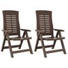 vidaXL Cadeiras de jardim reclin&aacute;veis 2 pcs pl&aacute;stico mocca