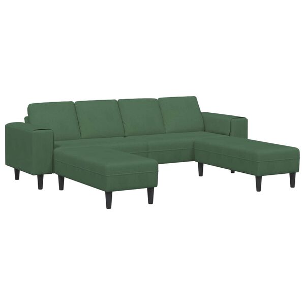 vidaXL Sof&aacute; Verde Escuro 250 x 188 x 76 cm Tecido de Veludo Cotele