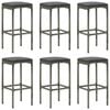 vidaXL 8 pcs conjunto de bar p/ jardim c/ almofad&otilde;es vime PE cinzento