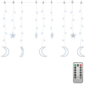vidaXL Luzes luas e estrelas c/ controlo remoto 138 LEDs branco frio