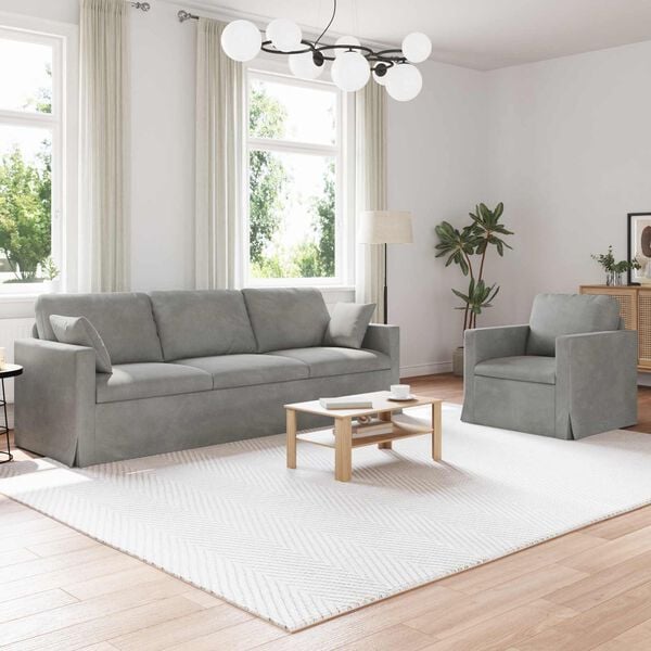 vidaXL Sof&aacute; 2 pcs Cinzento-claro 228 x 78 x 80 cm Veludo