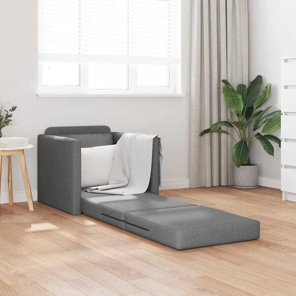 vidaXL Sofá-cama sem pés 112x174x55 cm tecido cinzento-escuro