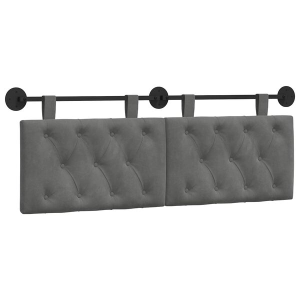 vidaXL Cabeceira Suspensa Cinza Escuro 130 x 55 x 7 cm Veludo