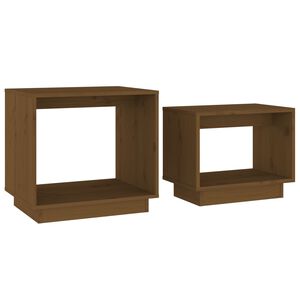 vidaXL Mesas de centro de encastrar 2 pcs pinho maci&ccedil;o castanho mel