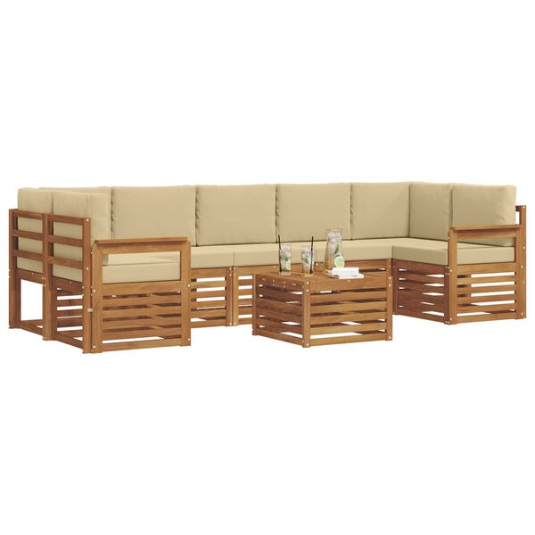 vidaXL Conjunto de Sof&aacute;s para Exterior 8 pcs Natural e Bege