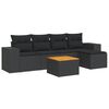 vidaXL 6 pcs conjunto sof&aacute;s de jardim c/ almofad&otilde;es vime PE preto