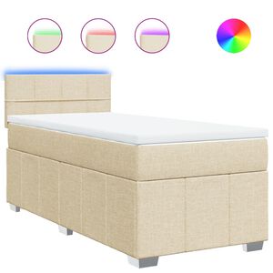 vidaXL Cama com molas/colch&atilde;o 80x200 cm tecido cor cr&egrave;me