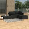 vidaXL 4 pcs conjunto lounge de jardim c/ almofad&otilde;es vime PE preto