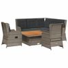 vidaXL 6 pcs conjunto lounge de jardim c/ almofad&otilde;es vime PE cinzento