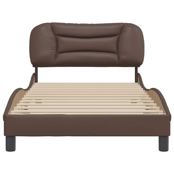 vidaXL Estrutura de cama sem colch&atilde;o Hvar 100x200cm couro artificial castanho