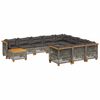 vidaXL 11 pcs conjunto sof&aacute;s de jardim c/ almofad&otilde;es vime PE cinzento