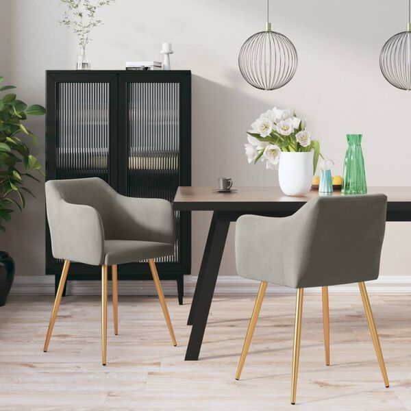 vidaXL Cadeiras de jantar 2 pcs veludo cinzento-claro