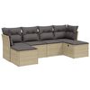 vidaXL 6 pcs conj. sof&aacute;s jardim c/ almofad&otilde;es vime PE bege misturado