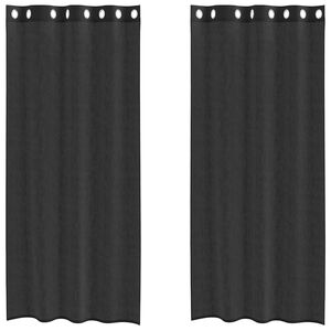 vidaXL Cortinas de voile com ilh&oacute;s 2 pcs preto 140x245 cm
