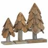 vidaXL &Aacute;rvore de Natal 3 unid. Castanho 40 cm Madeira de teca maci&ccedil;a