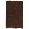 vidaXL Tapete chindi tecido &agrave; m&atilde;o couro 120x170 cm castanho