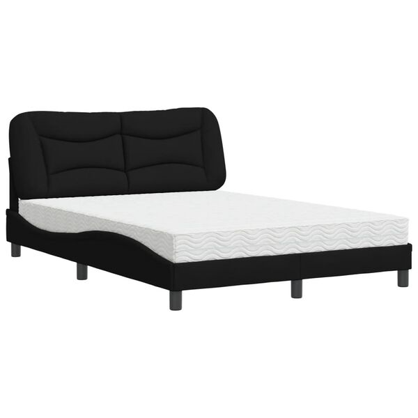 vidaXL Cama com colch&atilde;o Hvar 140x190 cm tecido preto