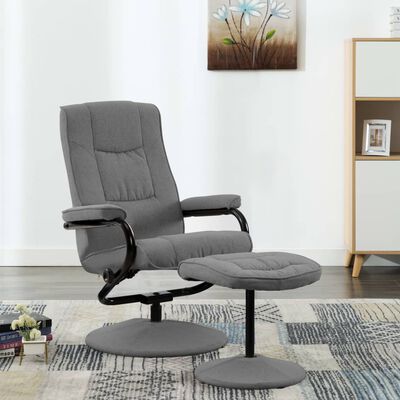 vidaXL Cadeira reclinável com apoio de pés tecido cinzento-claro