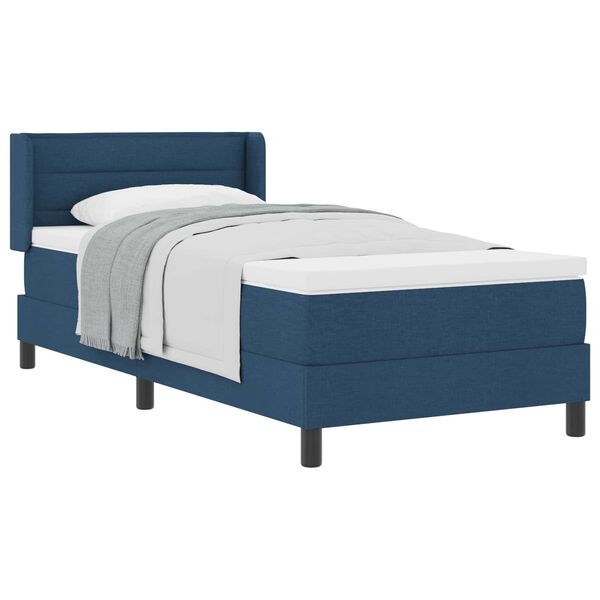 vidaXL Cama Box com colch&atilde;o com cabeceira Azul 190 x 90 cm Poli&eacute;ster