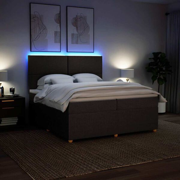 vidaXL Cama com molas/colch&atilde;o 200x200 cm tecido castanho-escuro