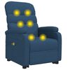 vidaXL Poltrona elevatória de massagens tecido azul