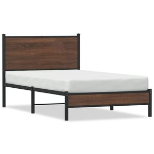 vidaXL Estrutura de cama sem colch&atilde;o 100x200cm metal carvalho castanho